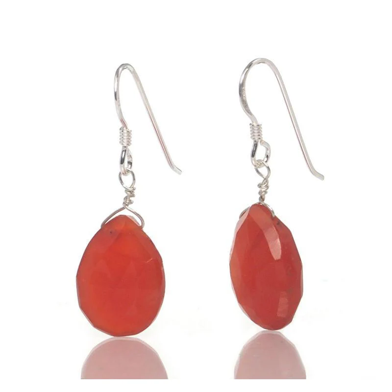 Carnelian Earrings with Sterling Silver French Ear Wires - Image 2