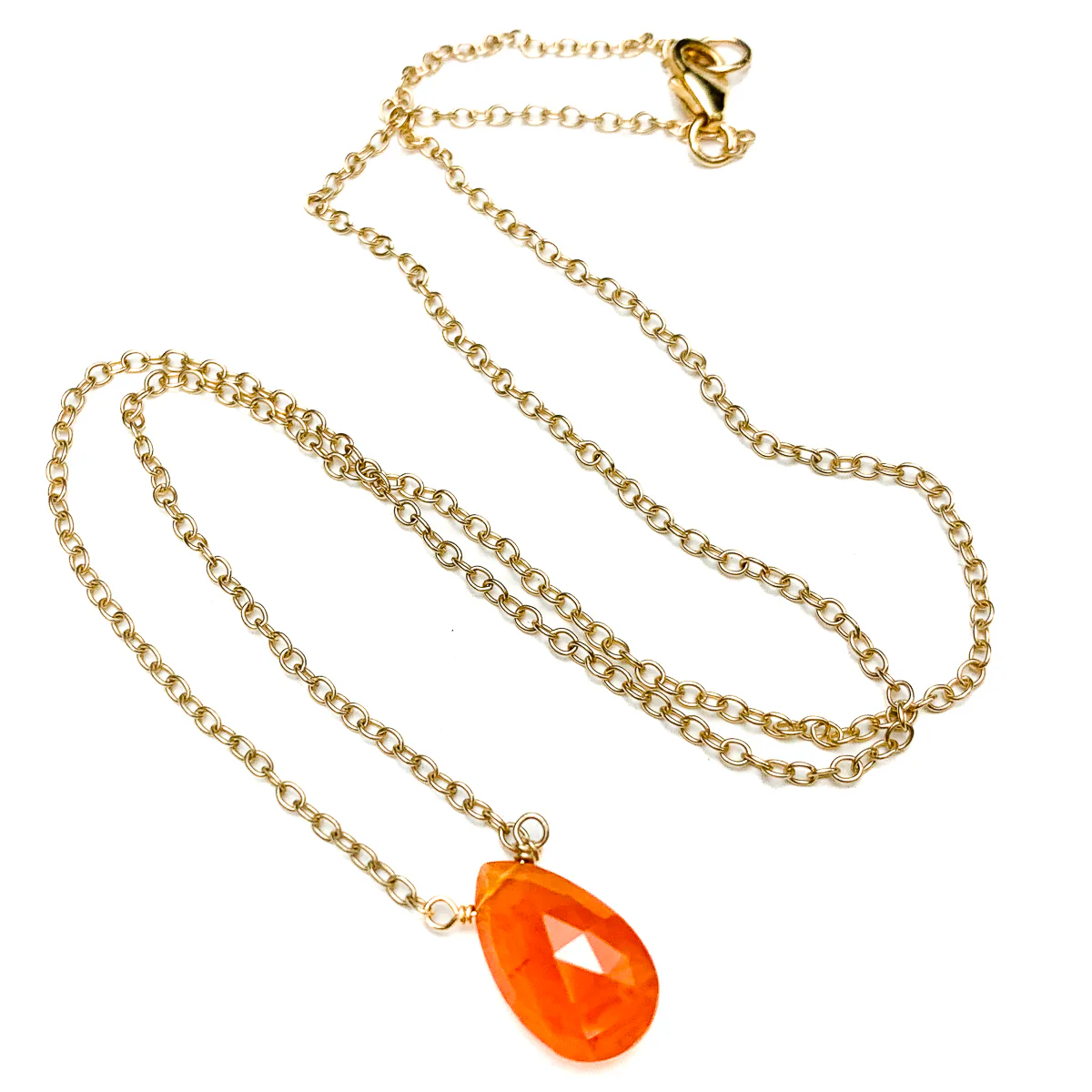 Carnelian Necklace on Gold Filled Chain with Gold Filled Trigger Clasp - Image 2