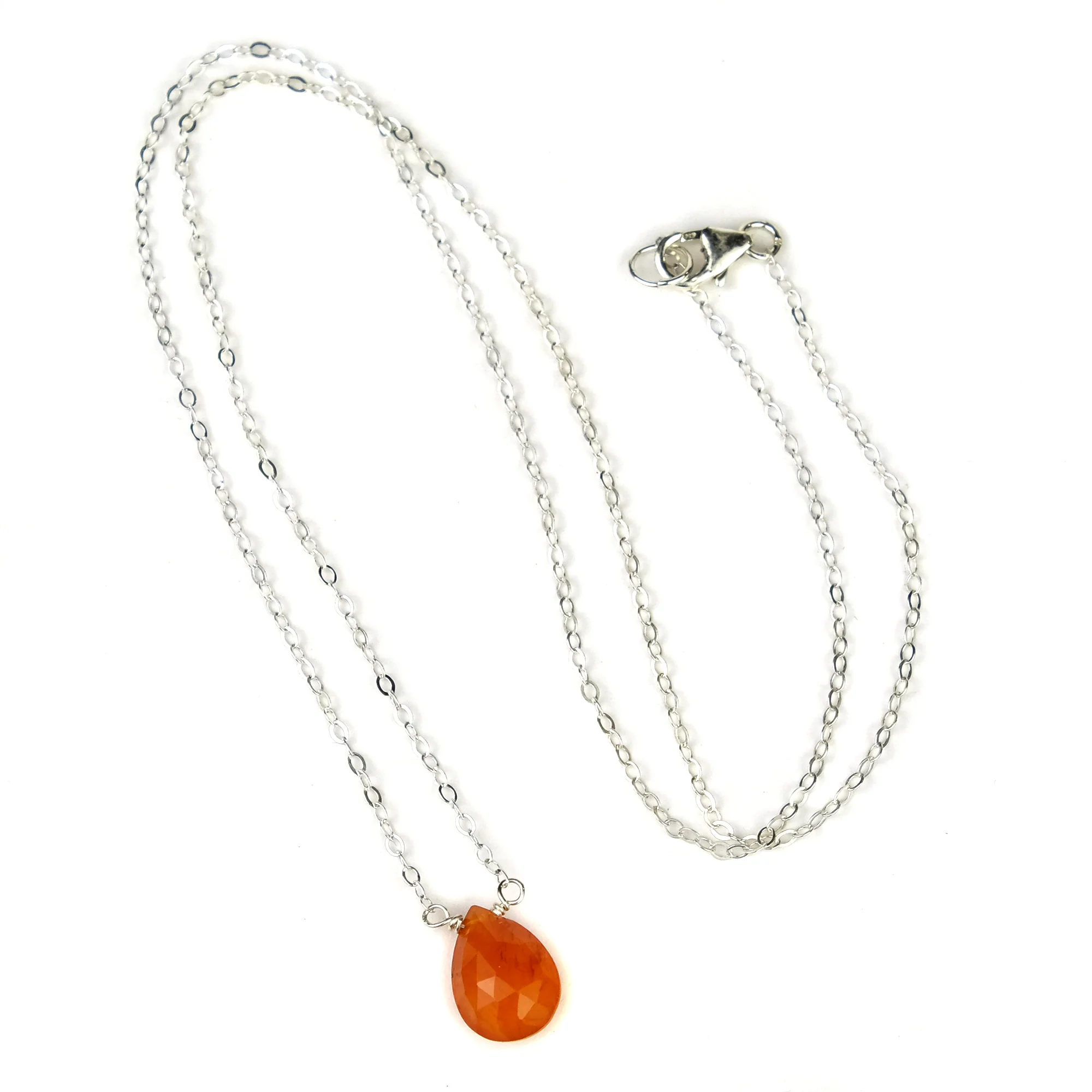 Carnelian Necklace on Sterling Silver Chain and Sterling Silver Trigger Clasp - Image 2