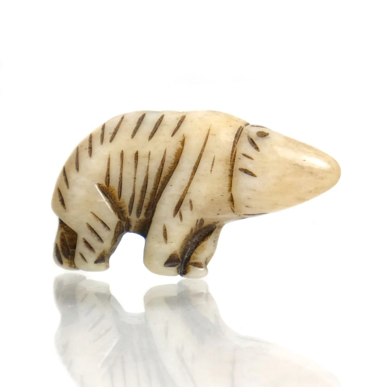 Carved Bear Bone Pendant Bead - Image 2