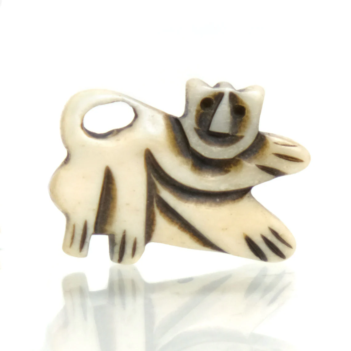 Carved Bone Cat Pendant - Image 2