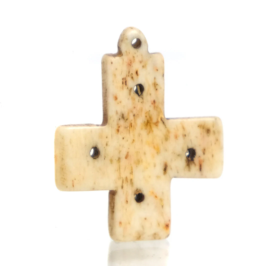 Carved Bone Cross Pendant - Image 2