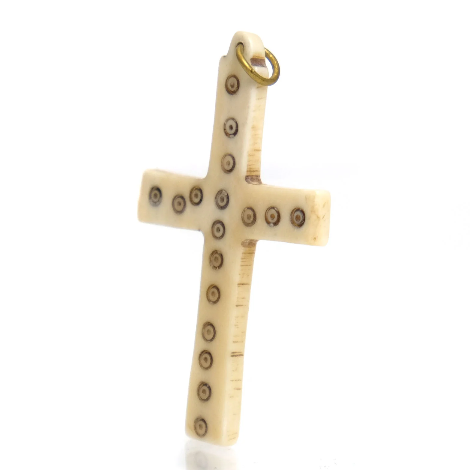 Carved Bone Cross Pendant - Image 2