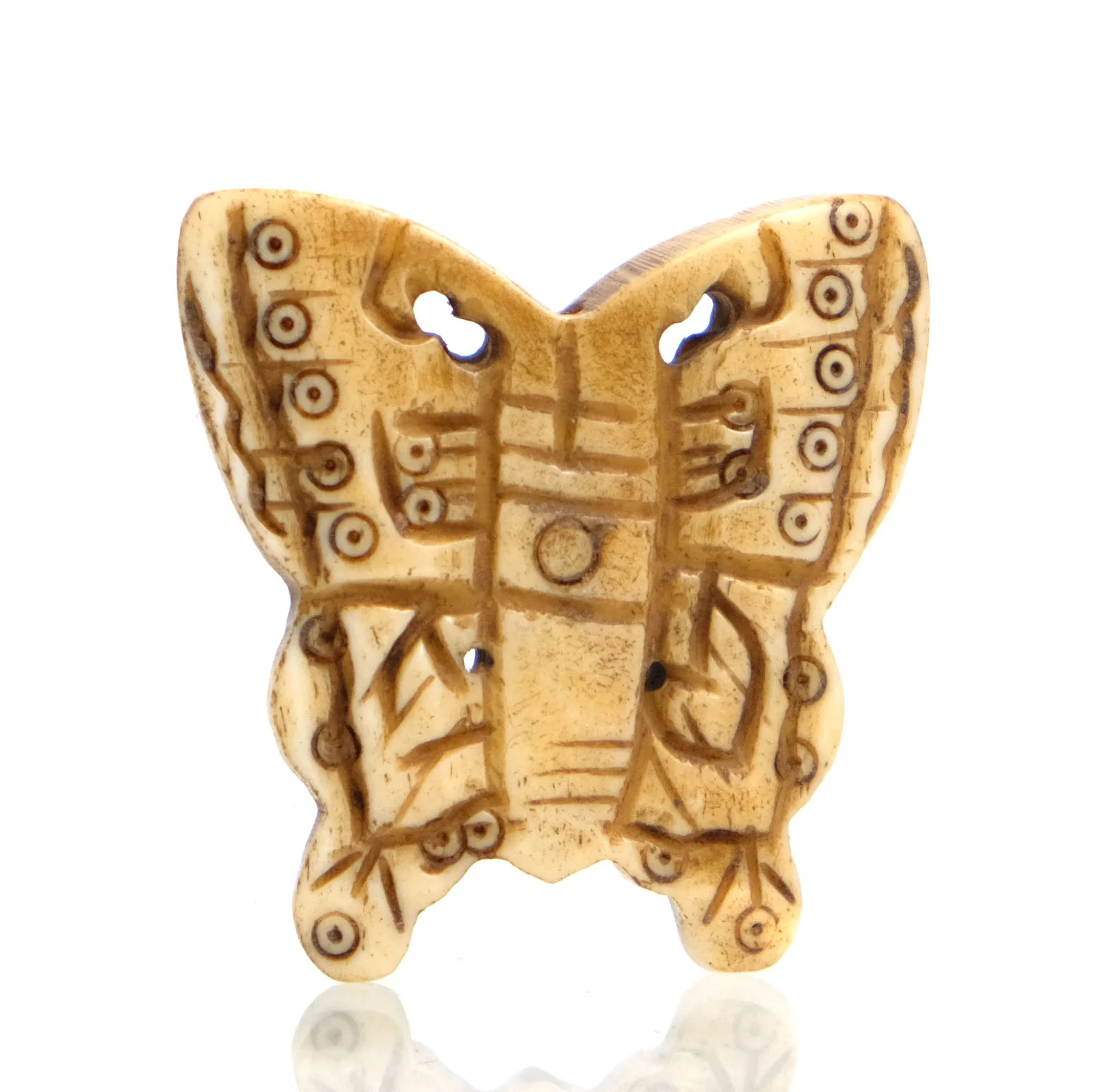 Carved Bone Pendant, Butterfly 2 - Image 2