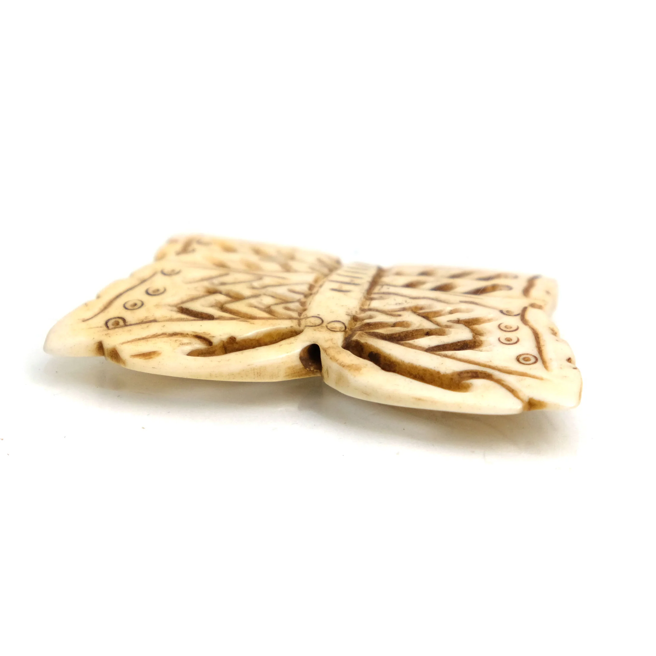 Carved Bone Pendant Bead, Butterfly 1 - Image 3