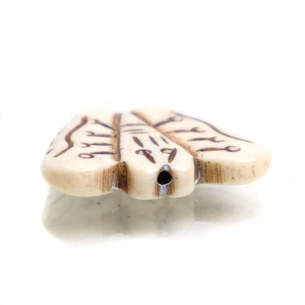 Carved Bone Bead Pendant, Butterfly 4 - Image 3