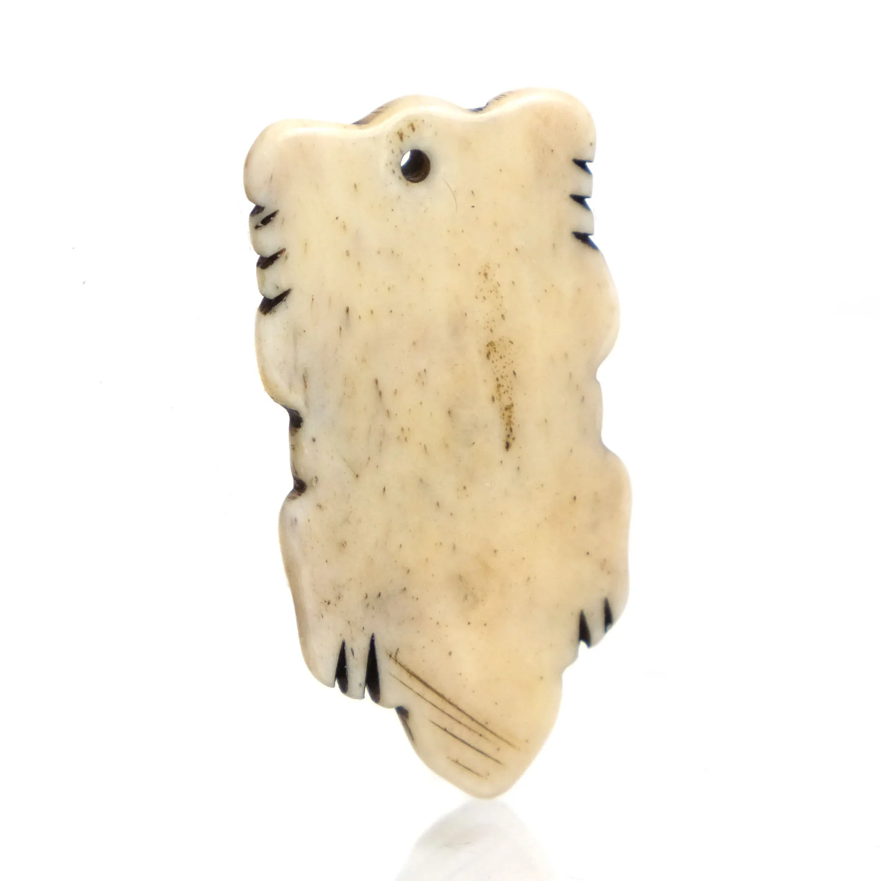 "Wealthy" Frog 1 Hand Carved Cow Bone Pendant - Image 2