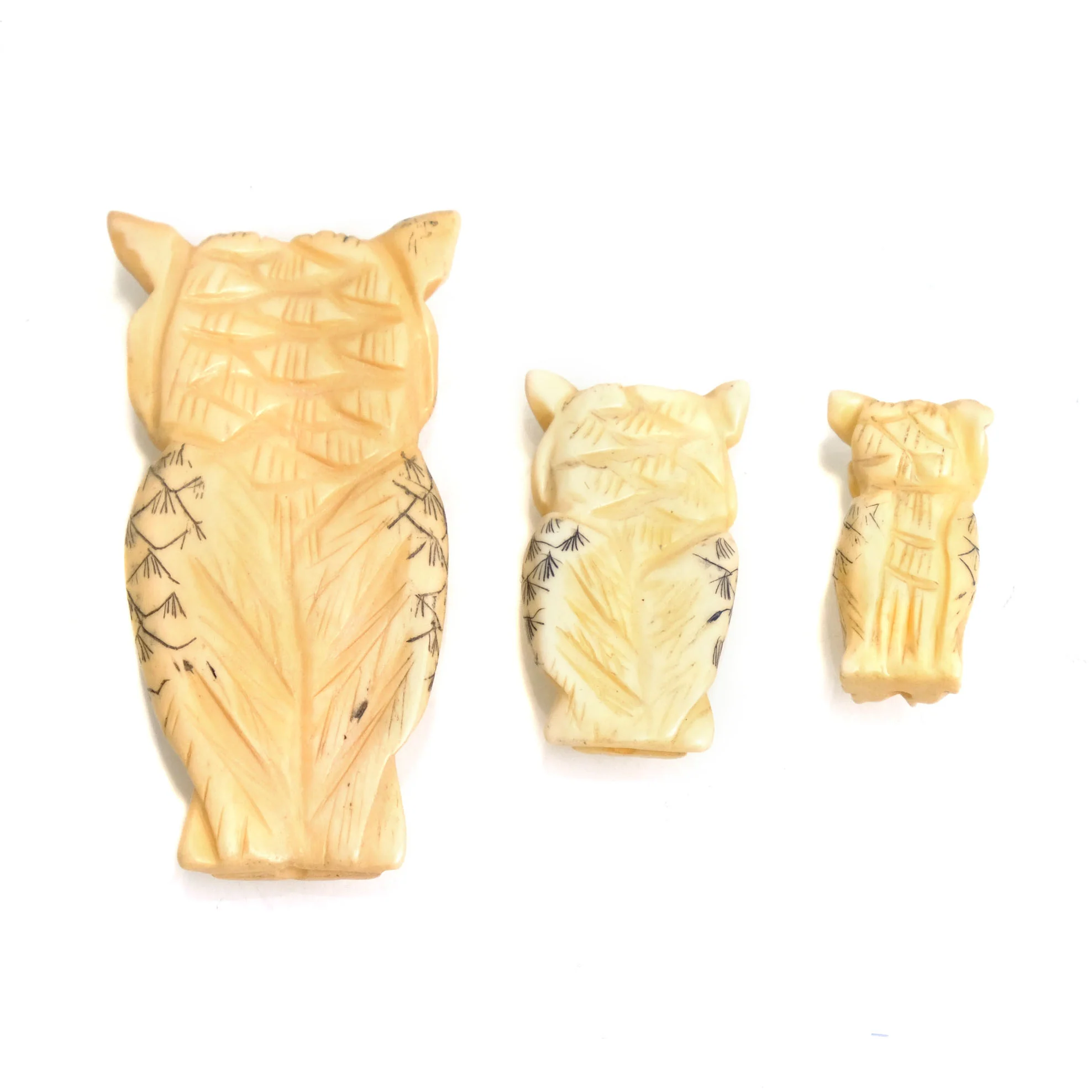 Carved Bone Pendant, Owl 2 - Image 2