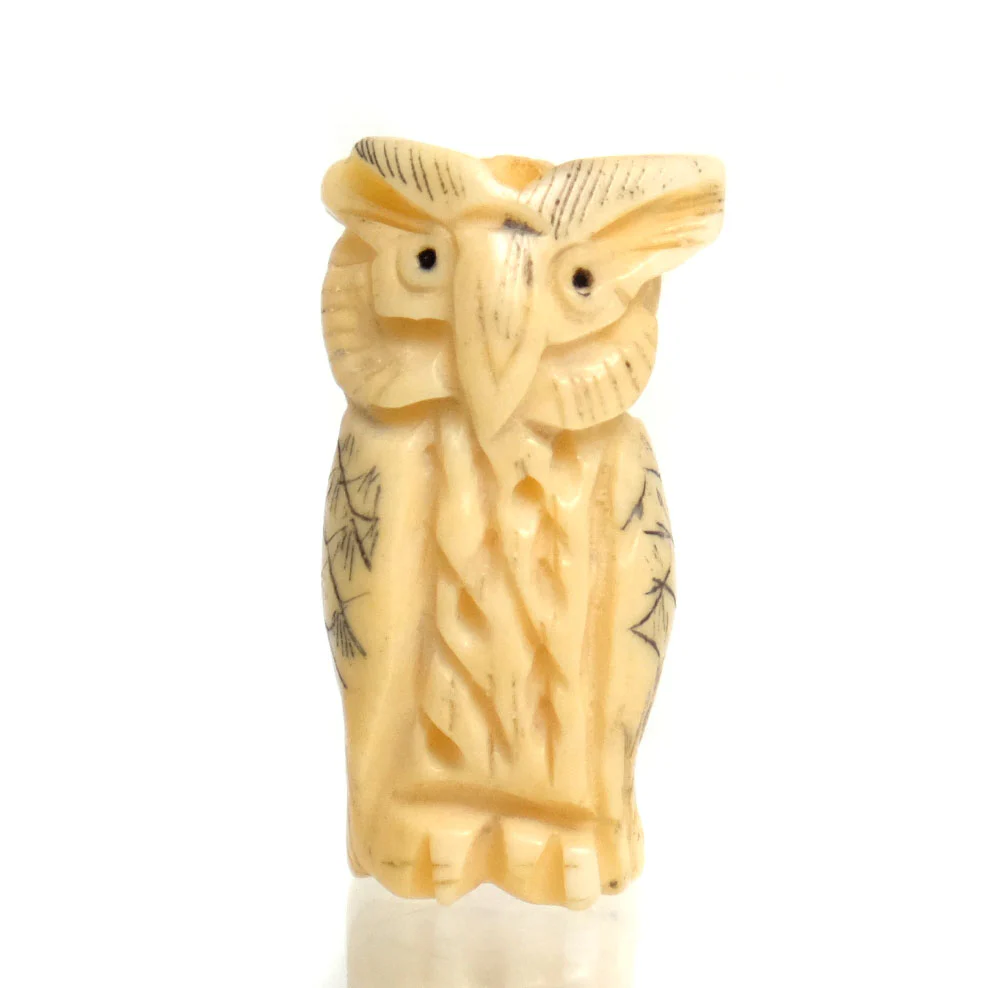 Carved Bone Pendant, Owl 2 - Image 3