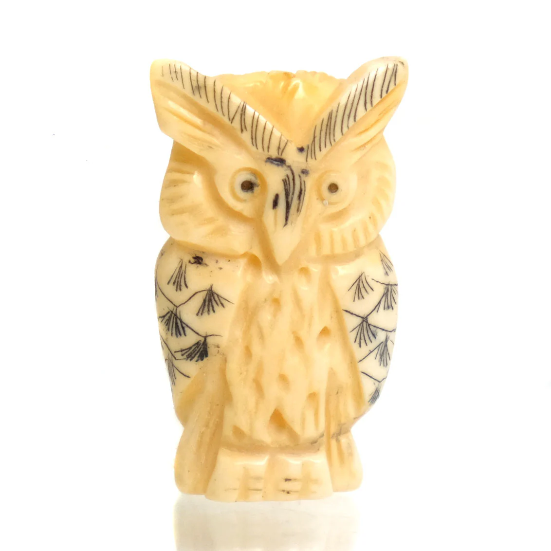 Carved Bone Pendant, Owl 2 - Image 4