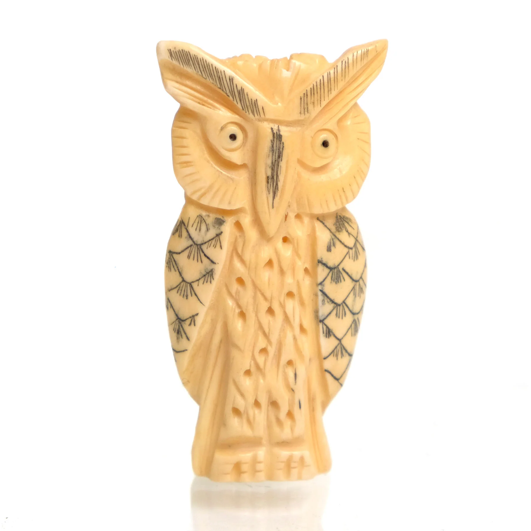 Carved Bone Pendant, Owl 2 - Image 5