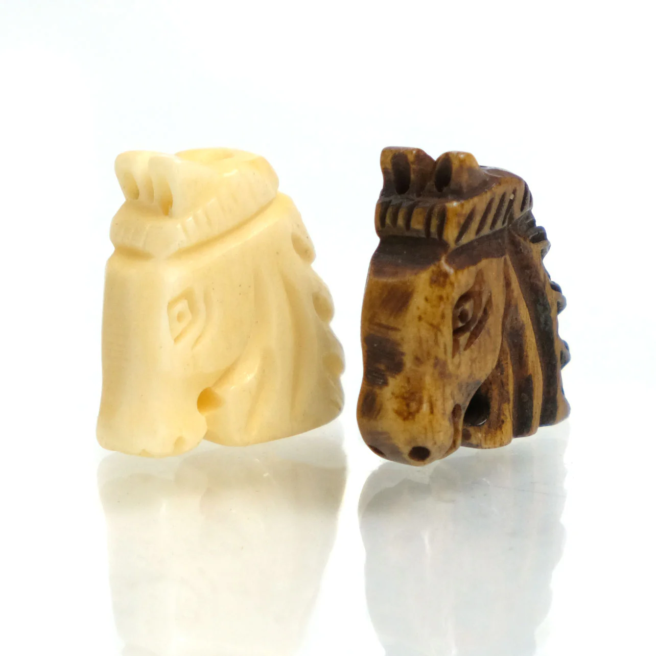 Carved Bone Pendant Bead, "Successful Horse" - Image 3