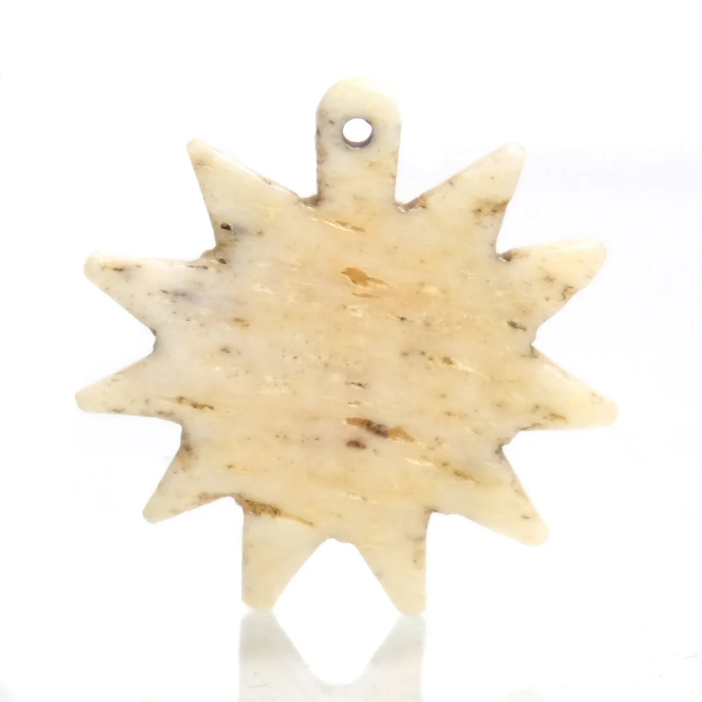Carved Bone Pendant, Sun 3 Solar Symbol - Image 2