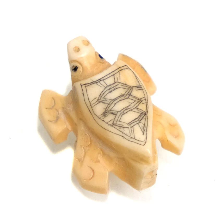 Carved Bone Pendant, Turtle 6 - Image 2