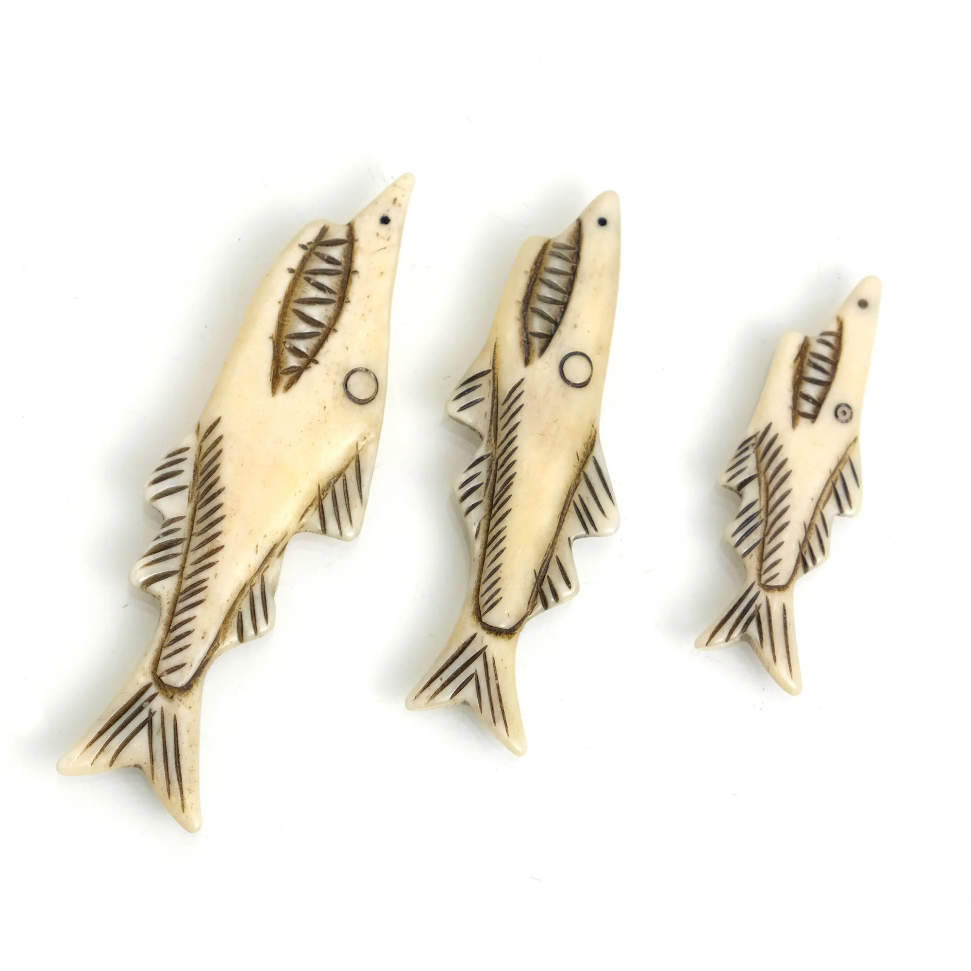 Carved Bone Shark Pendant - Image 2