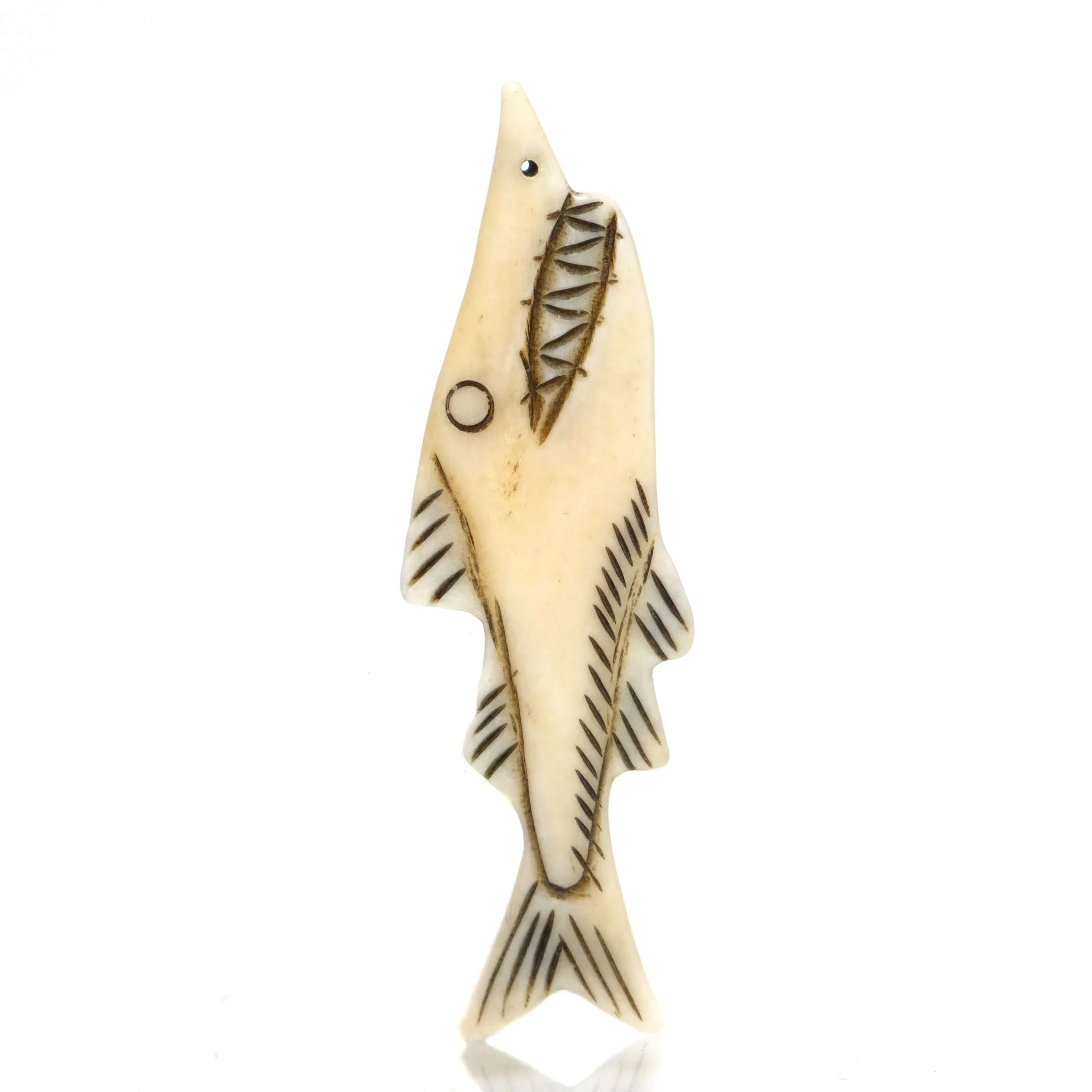 Carved Bone Shark Pendant - Image 3