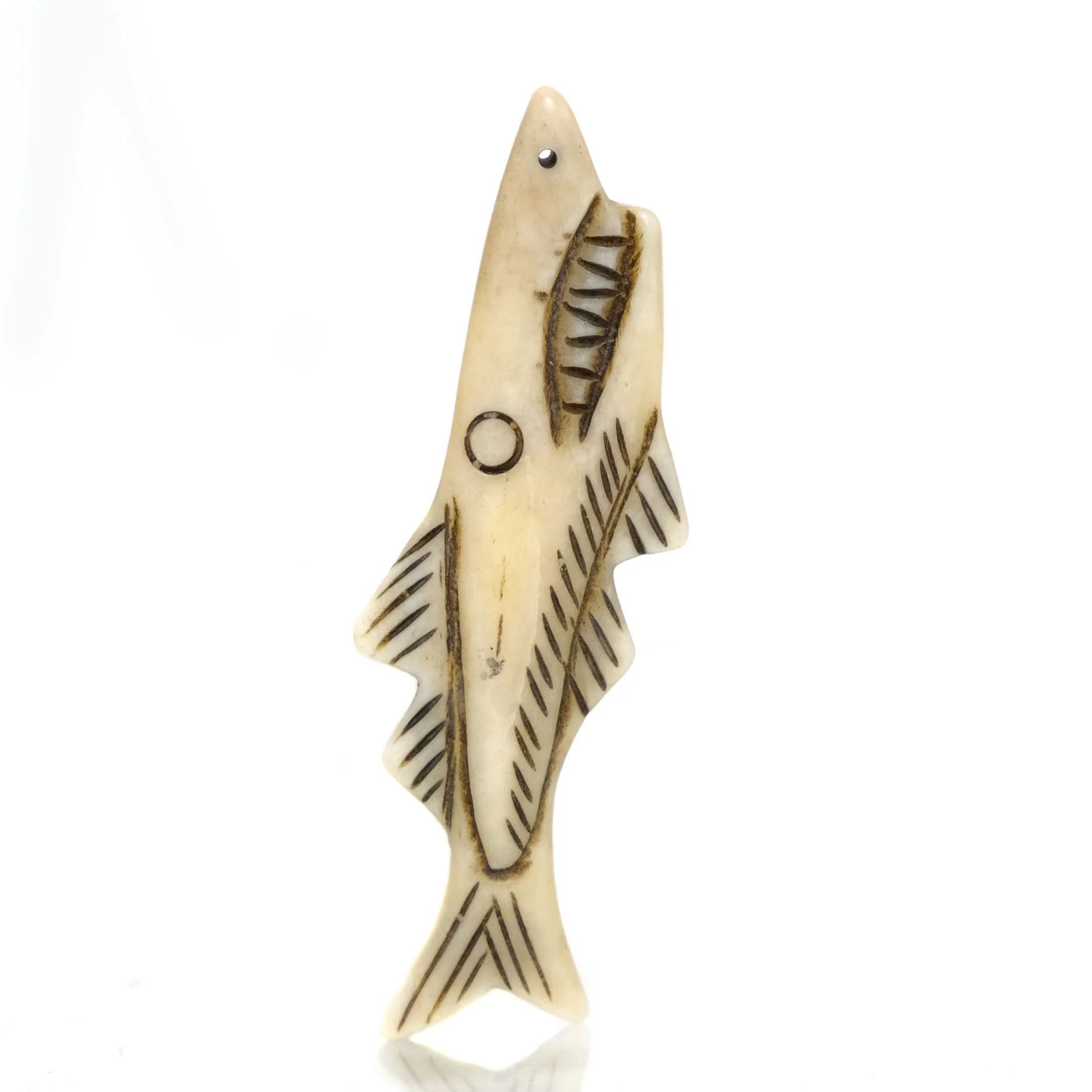 Carved Bone Shark Pendant - Image 4