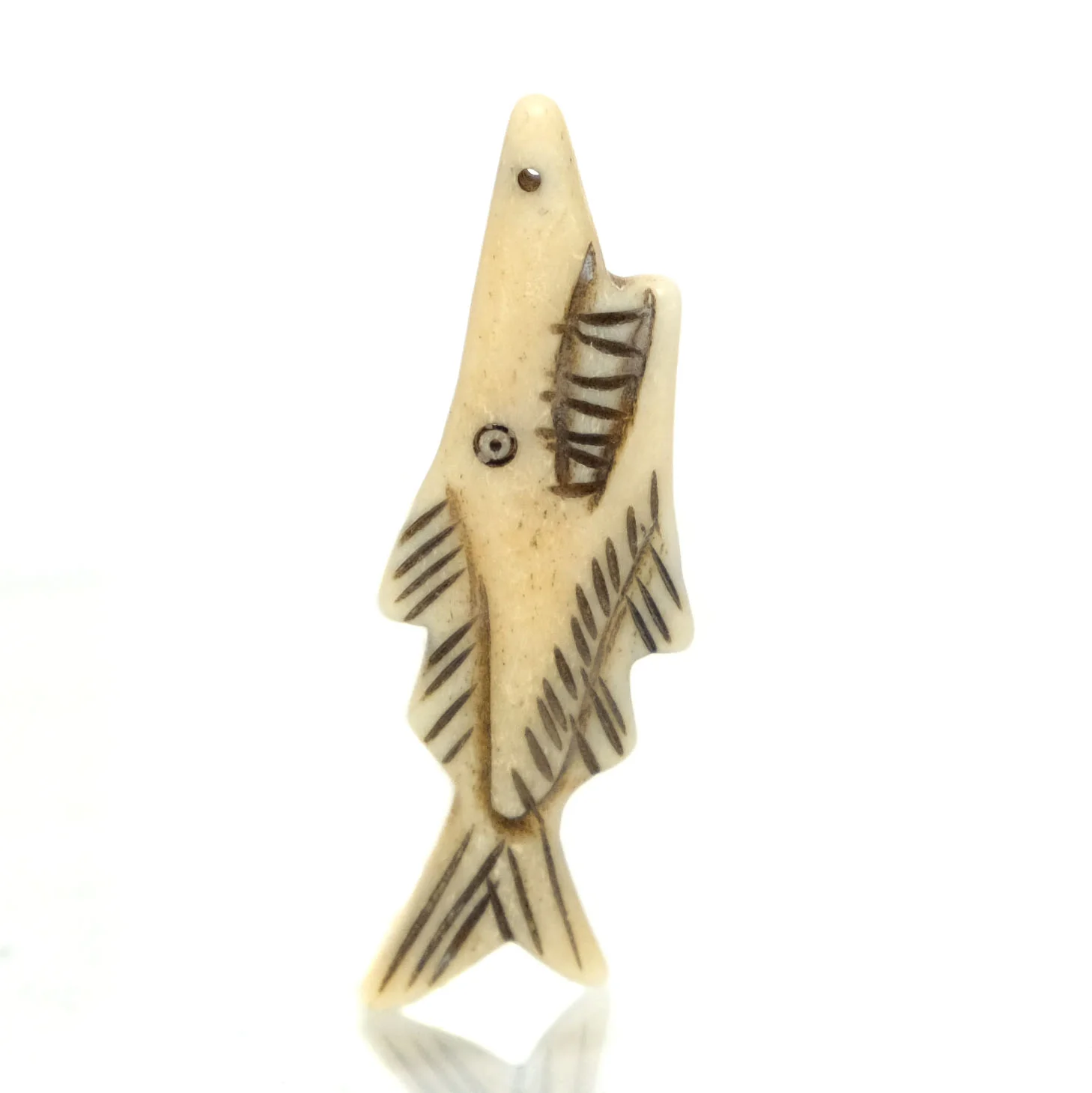 Carved Bone Shark Pendant - Image 5