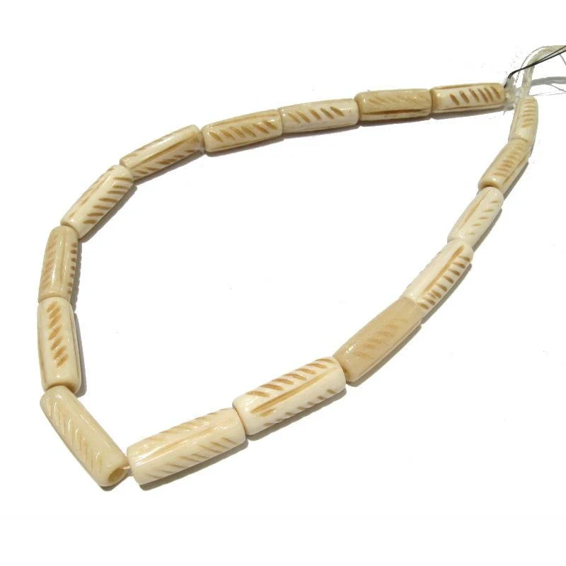 Carved Cowbone Tube Beads - Image 2