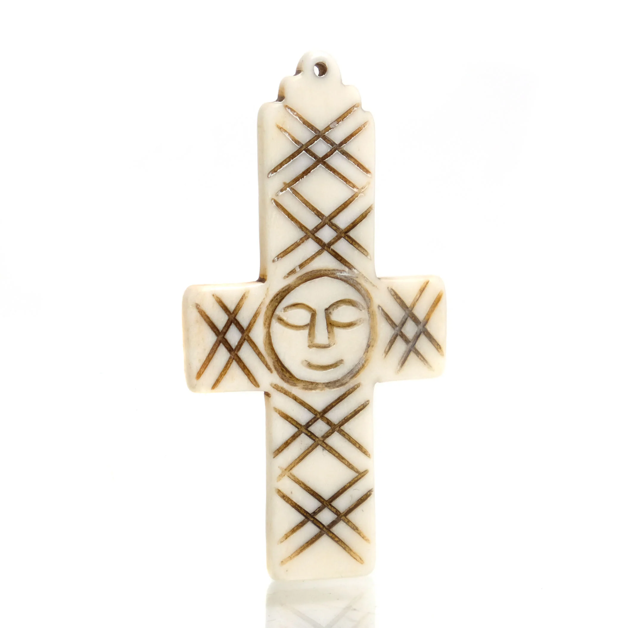 Carved Cross Bone Pendant - Image 2