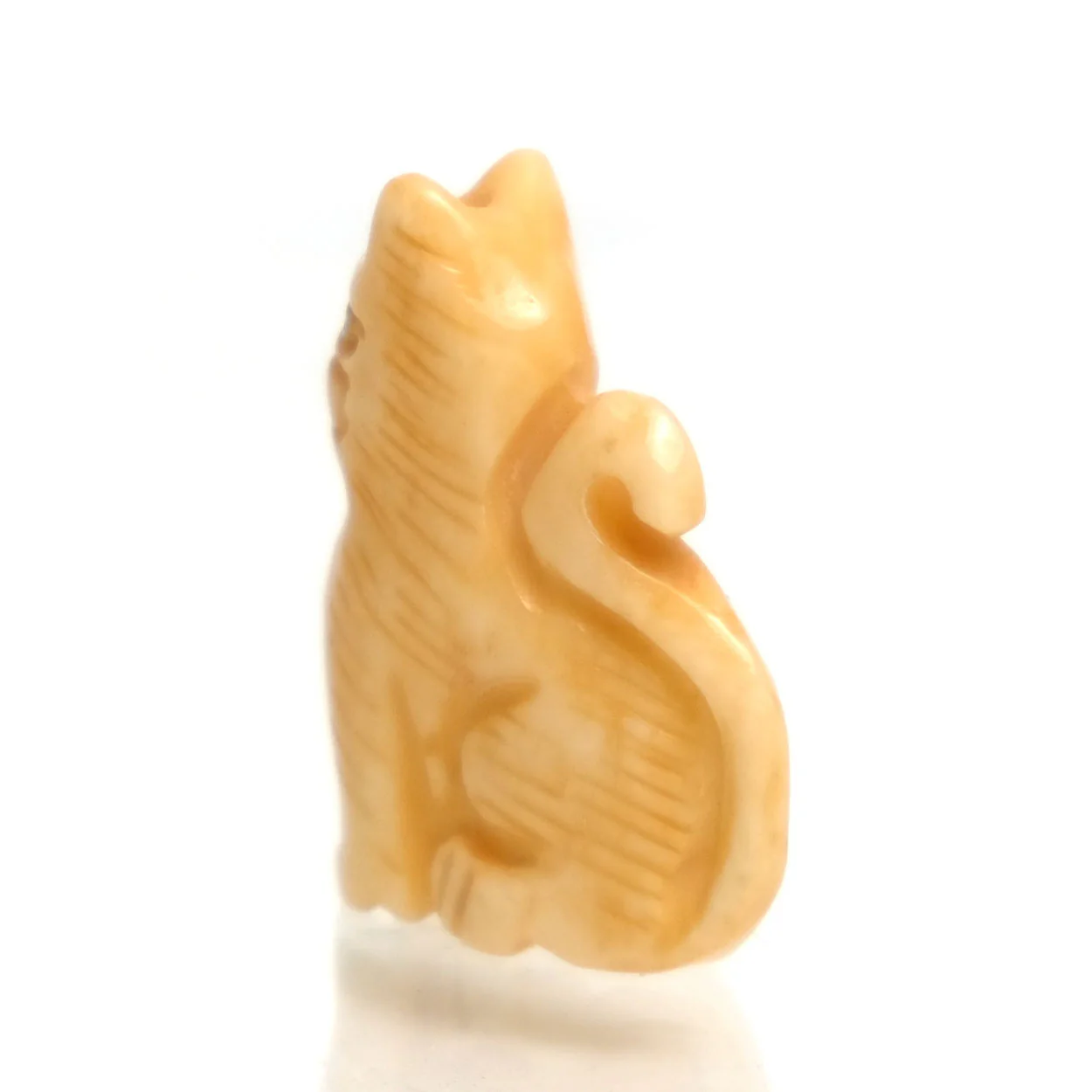 Carved Kitty Bone Bead Pendant - Image 2