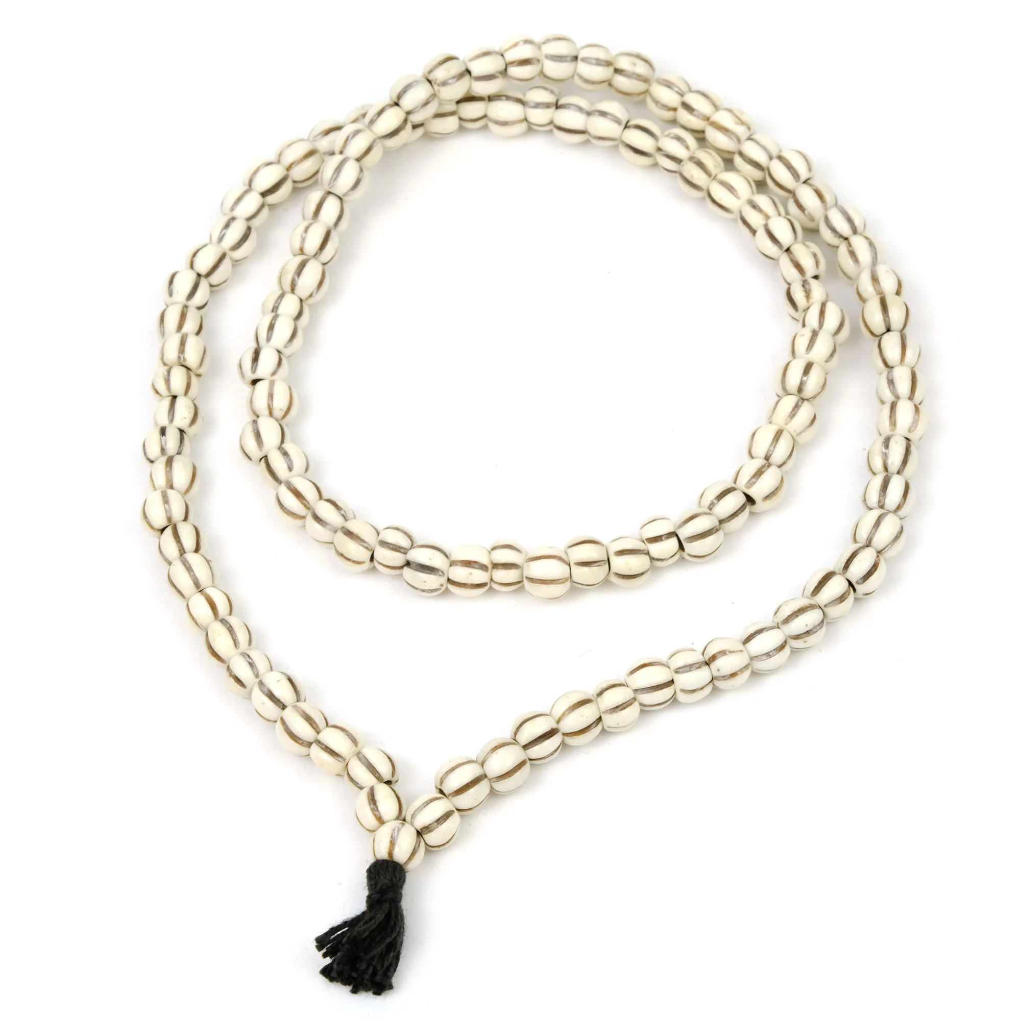 Carved Melon Bead Bone 8mm Mala - Image 2