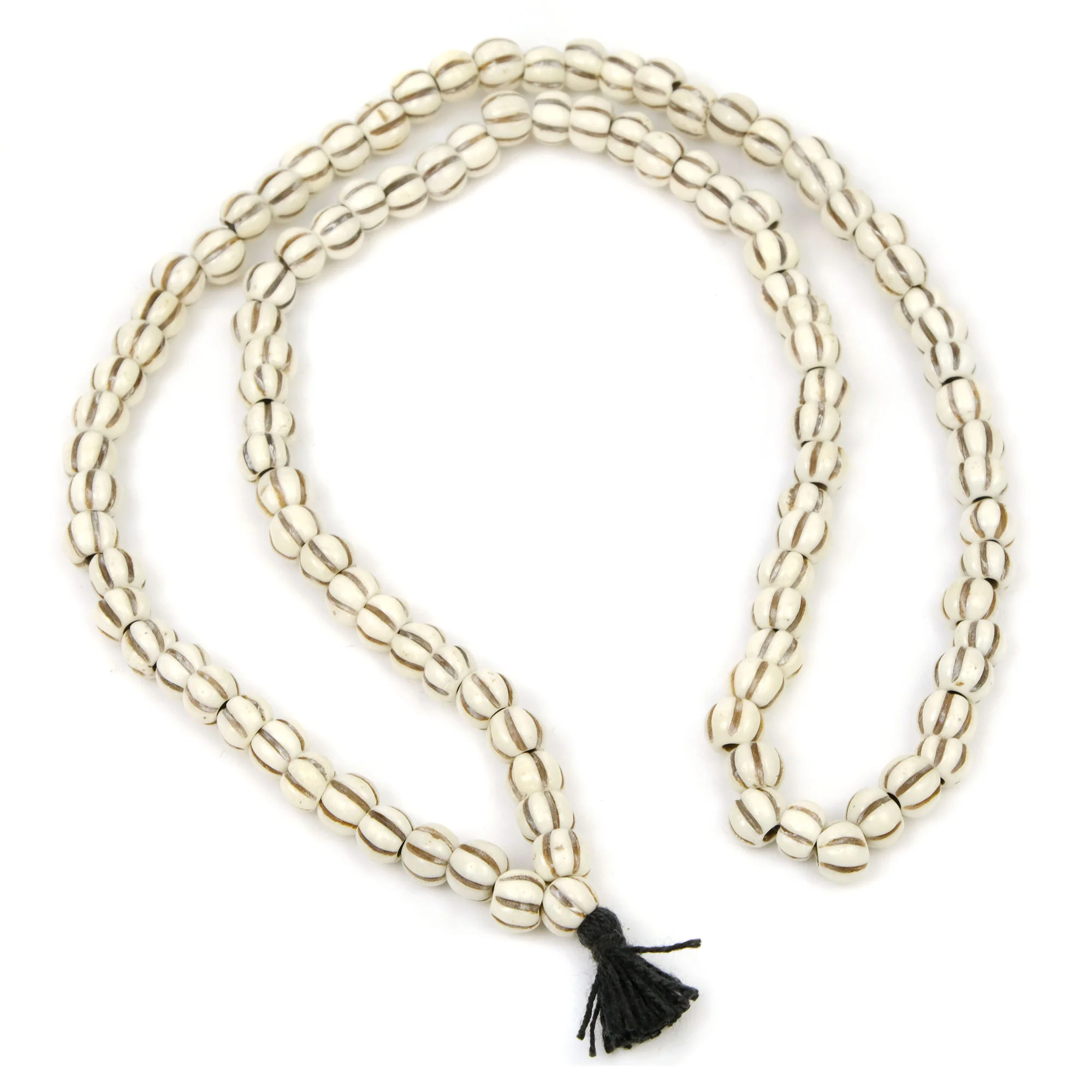 Carved Melon Bead Bone 8mm Mala - Image 3