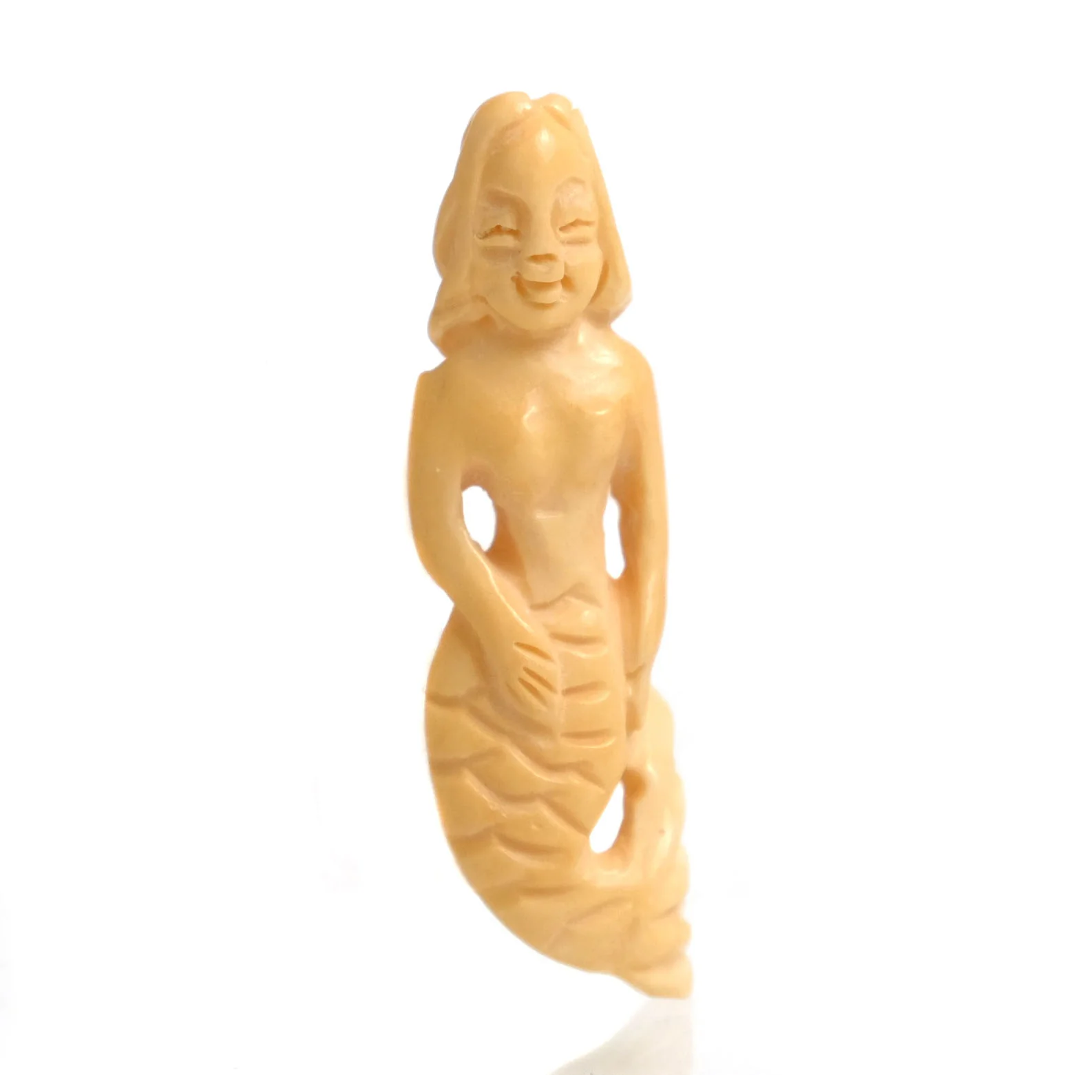 Carved Mermaid Bone Pendant Bead - Image 3