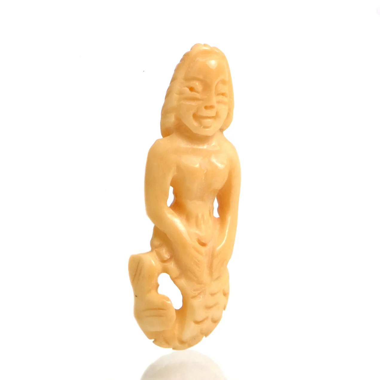 Carved Mermaid Bone Pendant Bead - Image 5