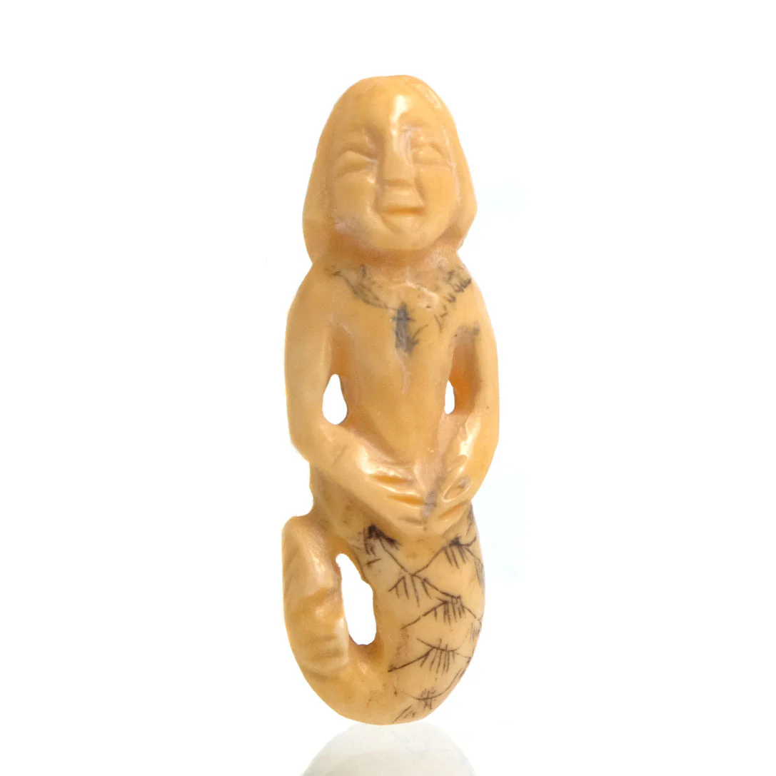 Carved Mermaid Bone Pendant Bead - Image 7