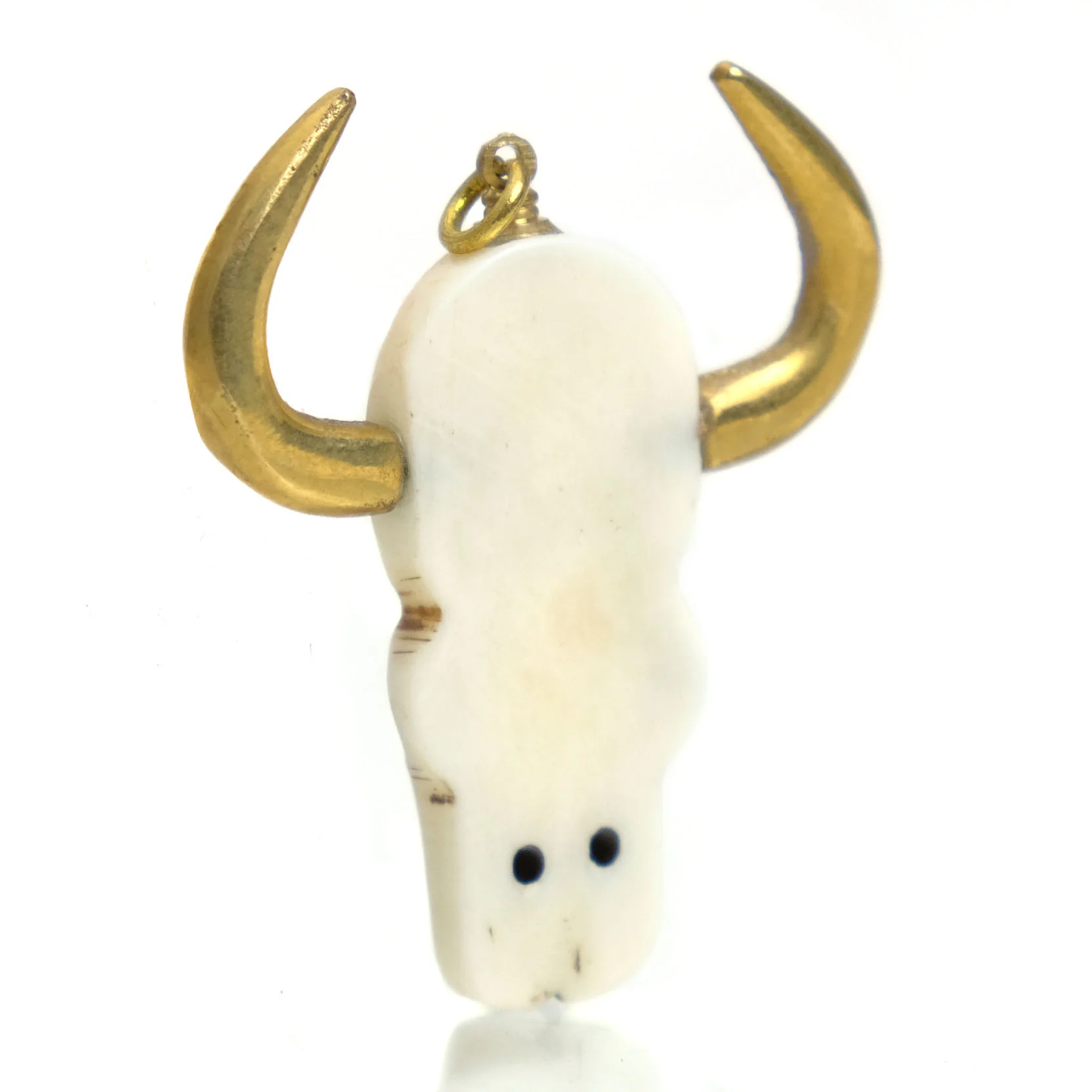 Carved Steer Skull Bone Pendant - Image 2