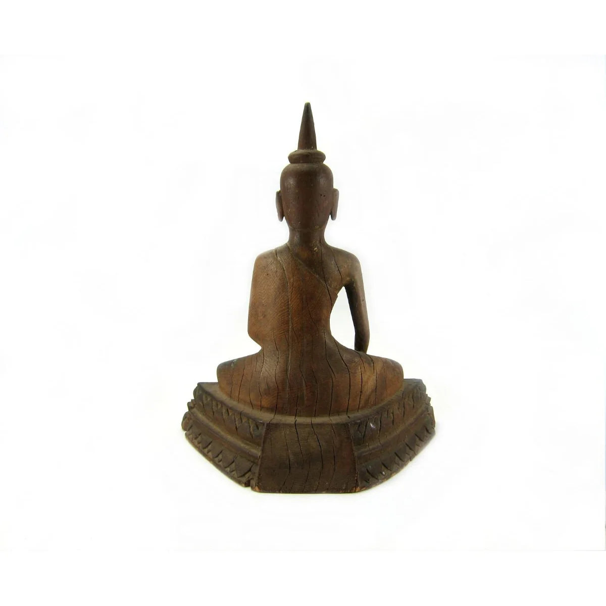 Carved Wooden Buddha "Calling Upon the Earth to Witness the Defeat of Evil" ca. 1920-40 - Image 2