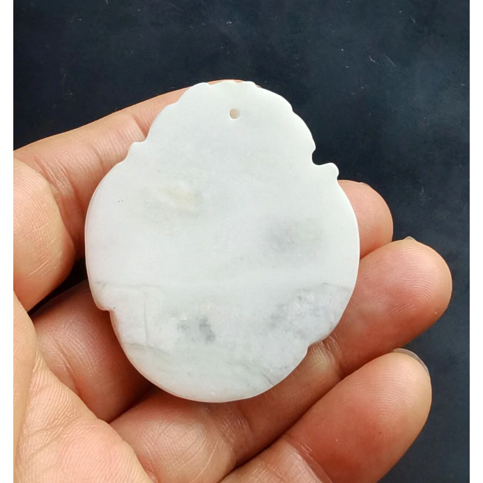 Carving Dragon Qilin Donut Natural White Jade Stone Pendant - Image 3