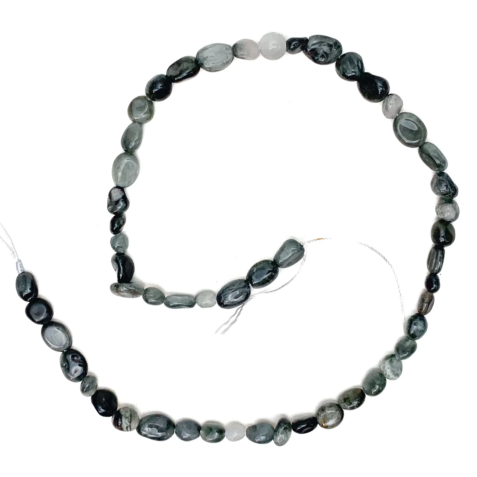 Cat's Eye Small Smooth Pebbles Bead Strand - Image 2