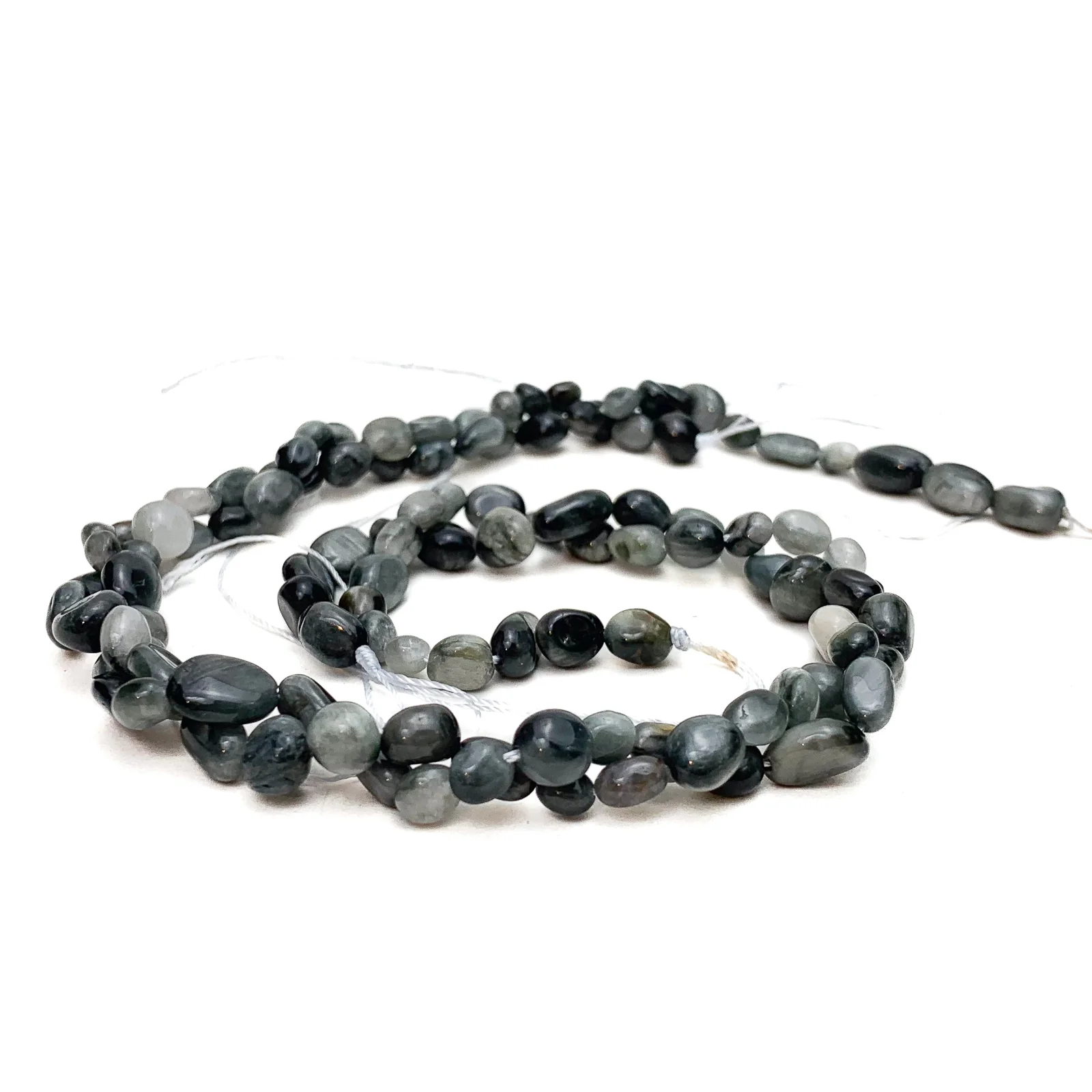 Cat's Eye Small Smooth Pebbles Bead Strand - Image 3