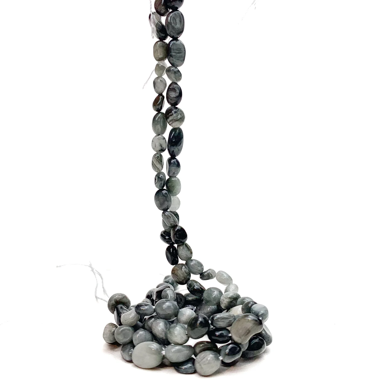 Cat's Eye Small Smooth Pebbles Bead Strand - Image 4