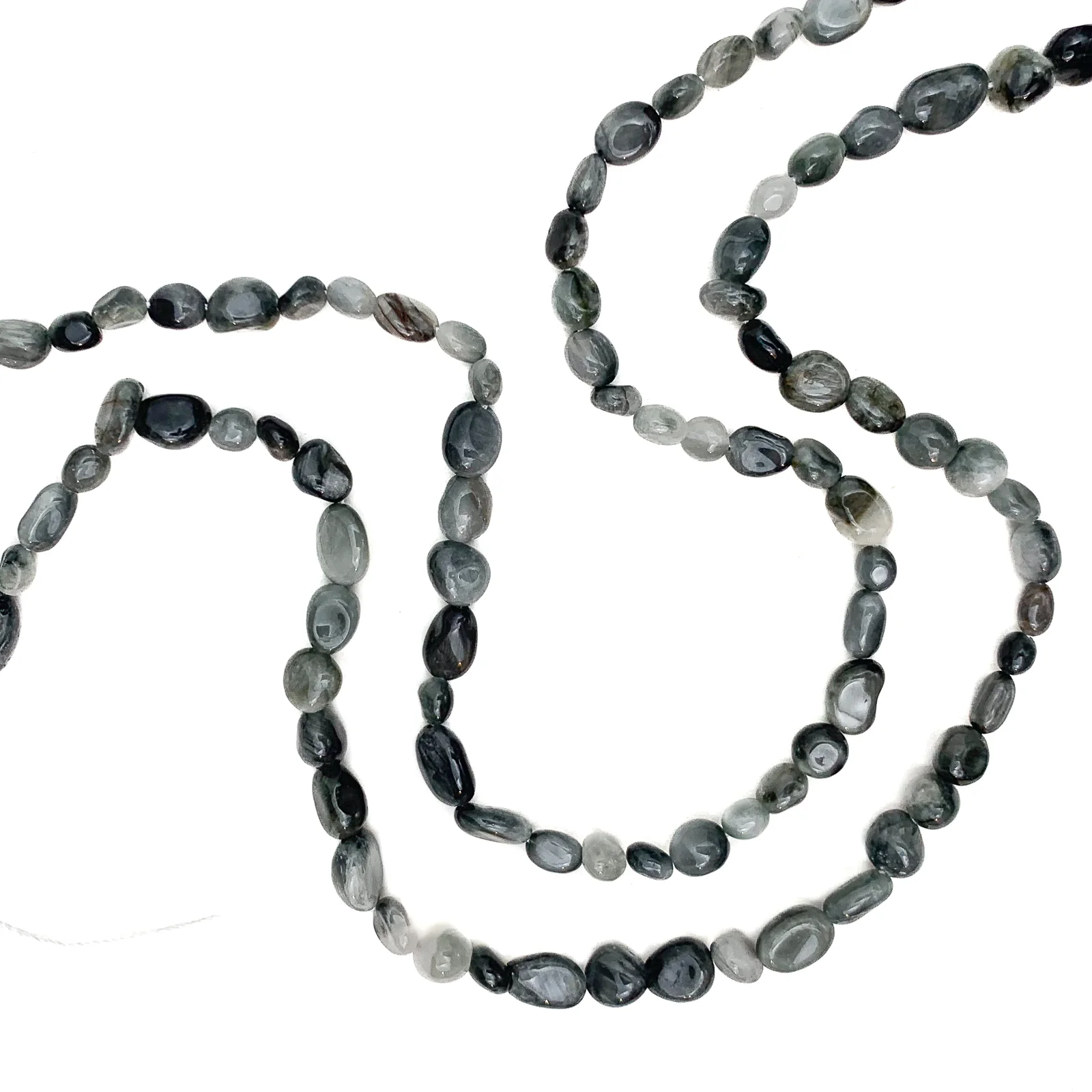 Cat's Eye Small Smooth Pebbles Bead Strand - Image 6