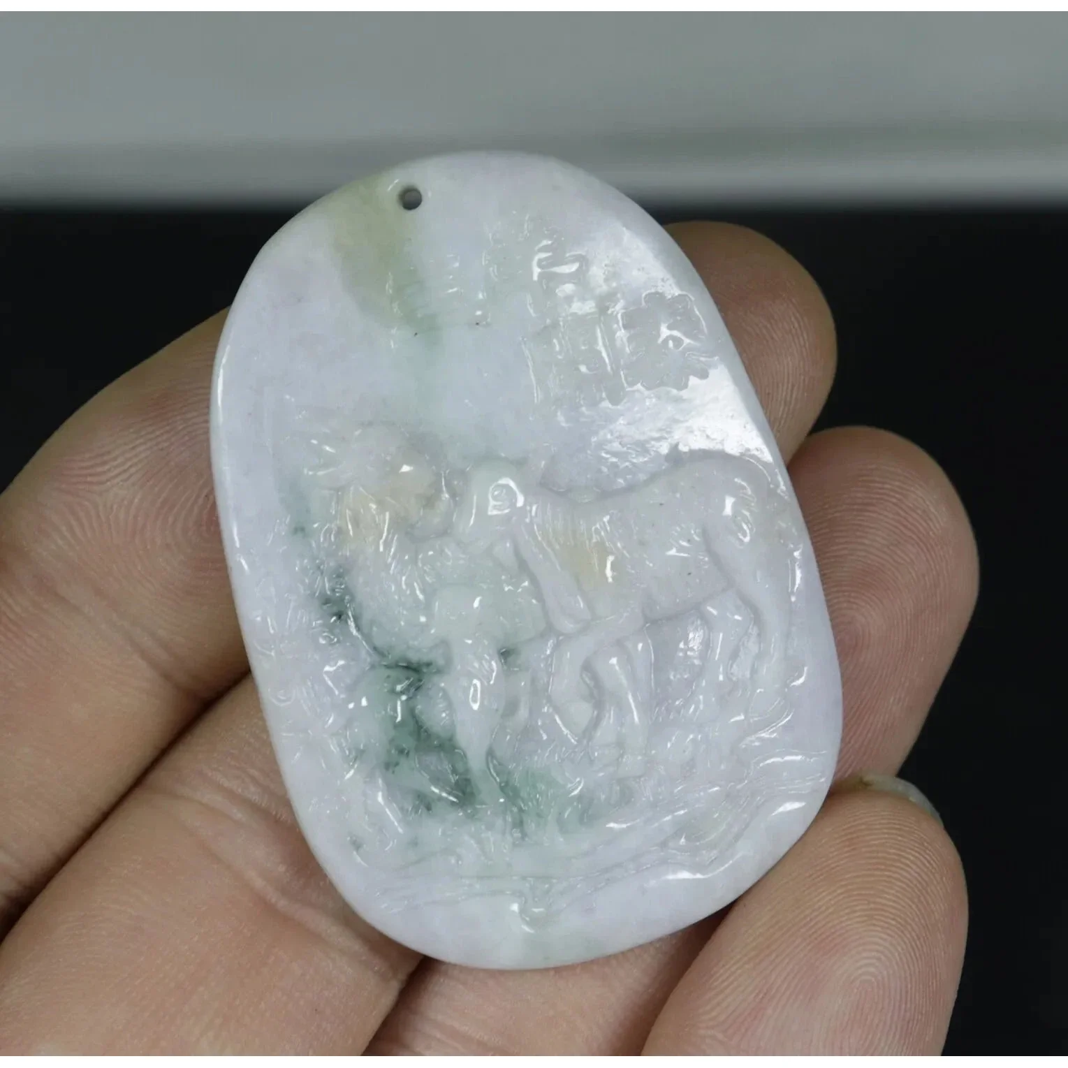 Certified Green 100% Natural A Jadeite Jade Pendant Sheep - Image 2