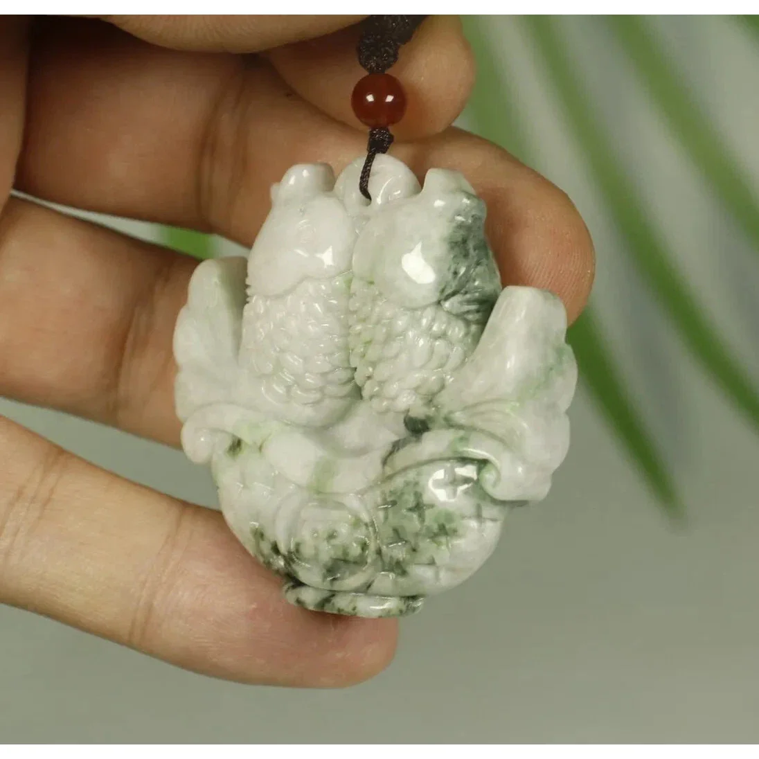 Certified Light Green 100% Natural A Jadeite Jade Pendant Blessing Fish - Image 6