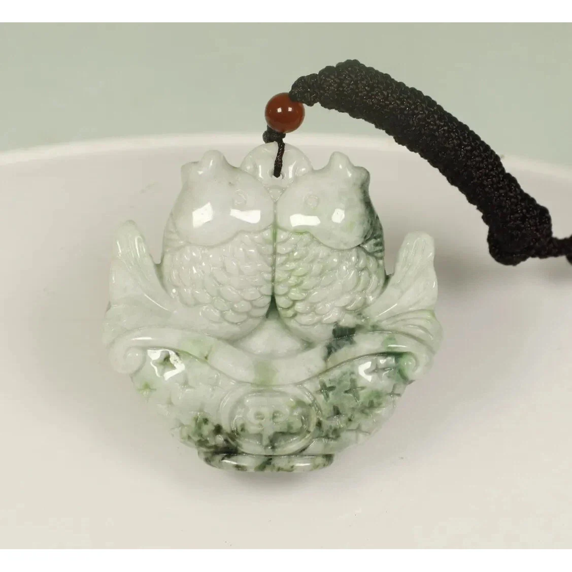 Certified Light Green 100% Natural A Jadeite Jade Pendant Blessing Fish - Image 7