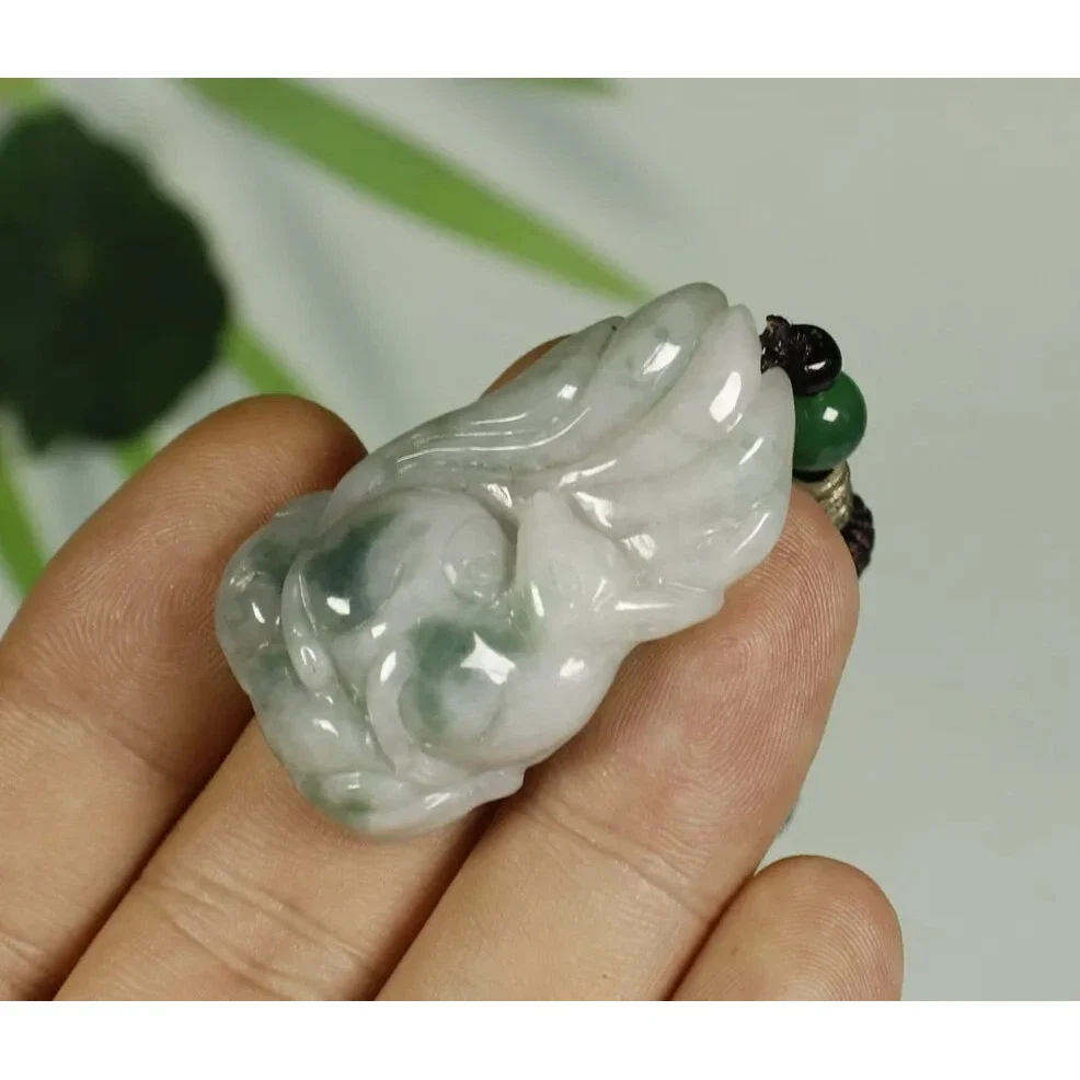 Certified Light Green 100% Natural A Jadeite Jade Pendant Fox - Image 3