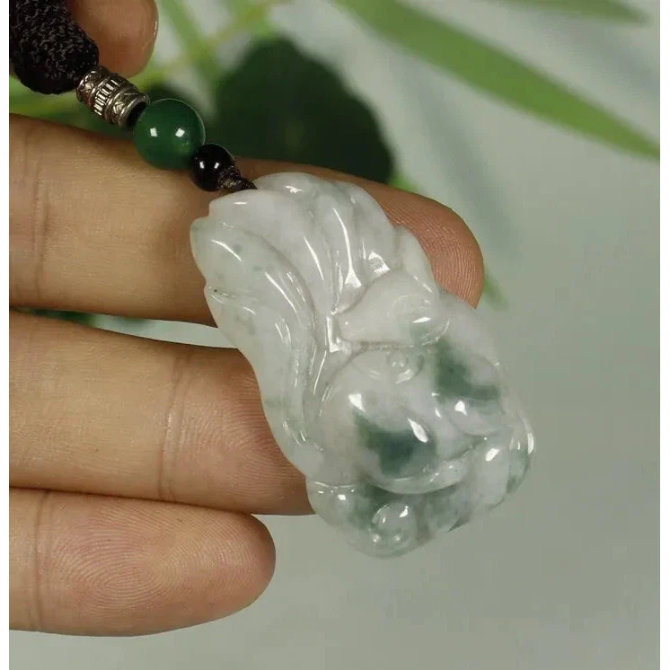 Certified Light Green 100% Natural A Jadeite Jade Pendant Fox - Image 4