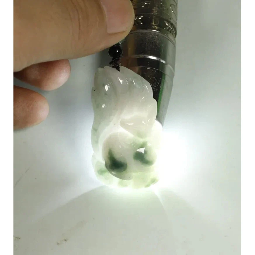 Certified Light Green 100% Natural A Jadeite Jade Pendant Fox - Image 5