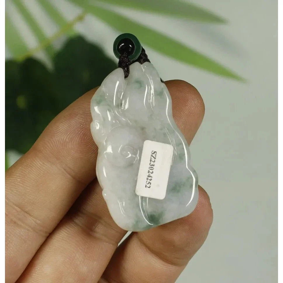 Certified Light Green 100% Natural A Jadeite Jade Pendant Fox - Image 6