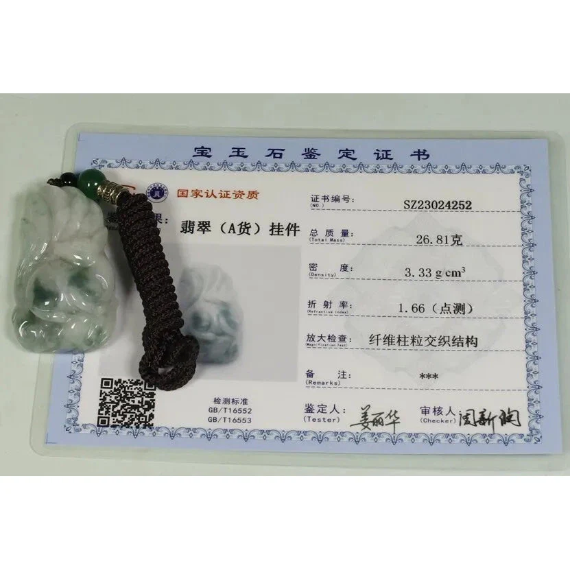 Certified Light Green 100% Natural A Jadeite Jade Pendant Fox - Image 7