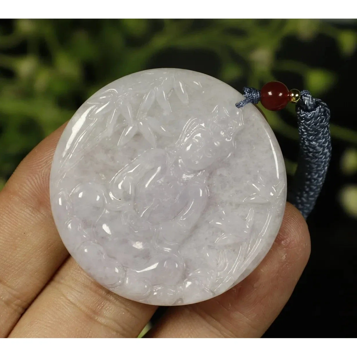 Certified Natural Genuine Type A Jadeite Jade Pendant Bamboo Guanyin - Image 3