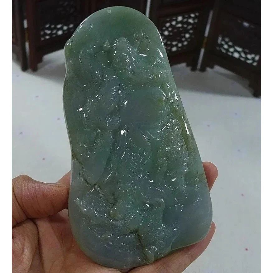 Certified Natural Type A Icy Lavender Jadeite Jade Big Guan Gong Pendant - Image 6