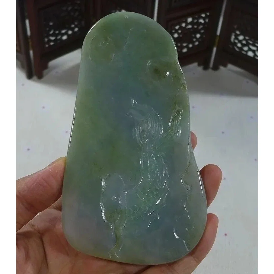 Certified Natural Type A Icy Lavender Jadeite Jade Big Guan Gong Pendant - Image 7