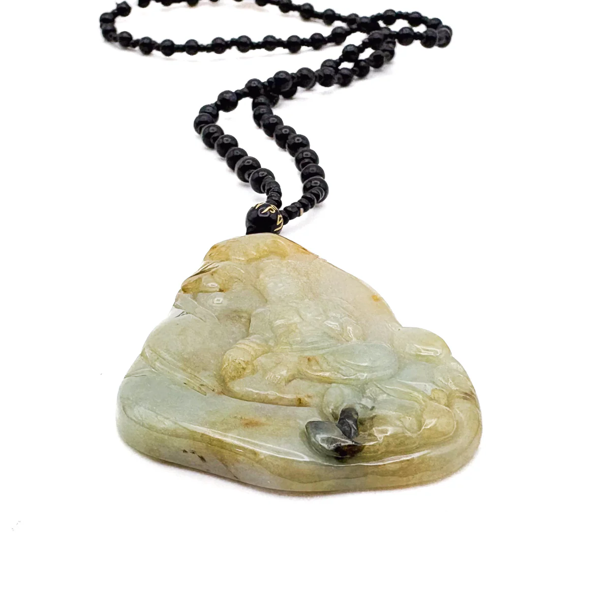 Certified Natural Type A Icy Yellow Jadeite Jade Lotus Kwan-Yin Pendant - Image 5