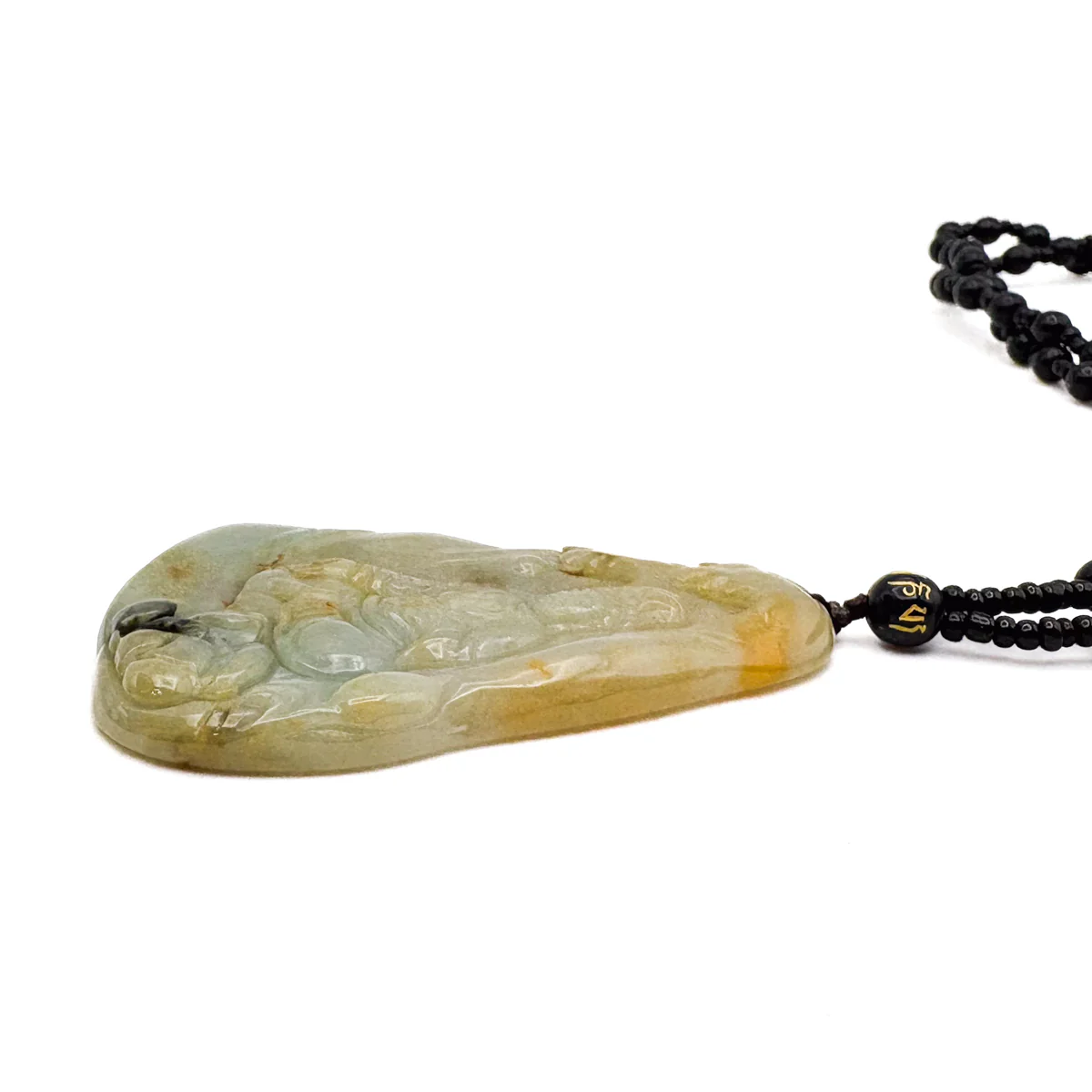 Certified Natural Type A Icy Yellow Jadeite Jade Lotus Kwan-Yin Pendant - Image 7